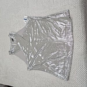 New Shiny silver INC blouse XL